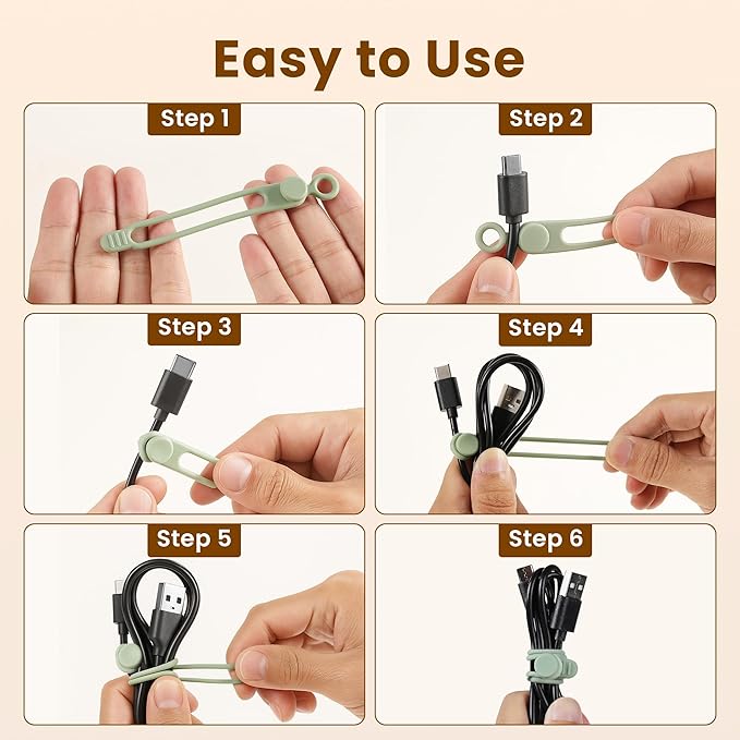 30Pcs Silicone Cable Ties, Reusable Data Cable Organizer - Image 5