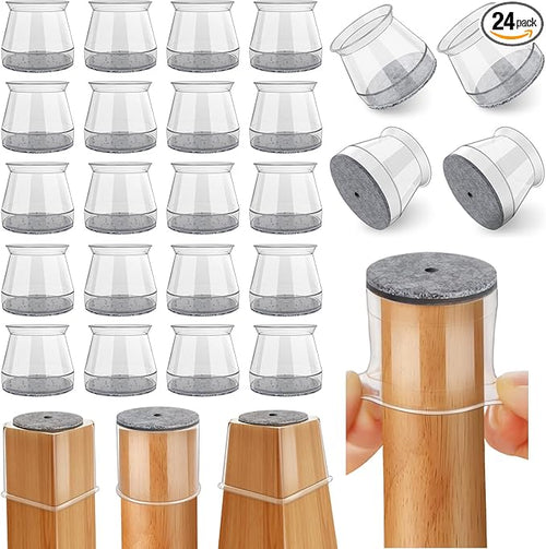 24 Pcs Chair Leg Floor Protectors Round, Silicone Felt Furniture Leg Pads Caps by Ansible