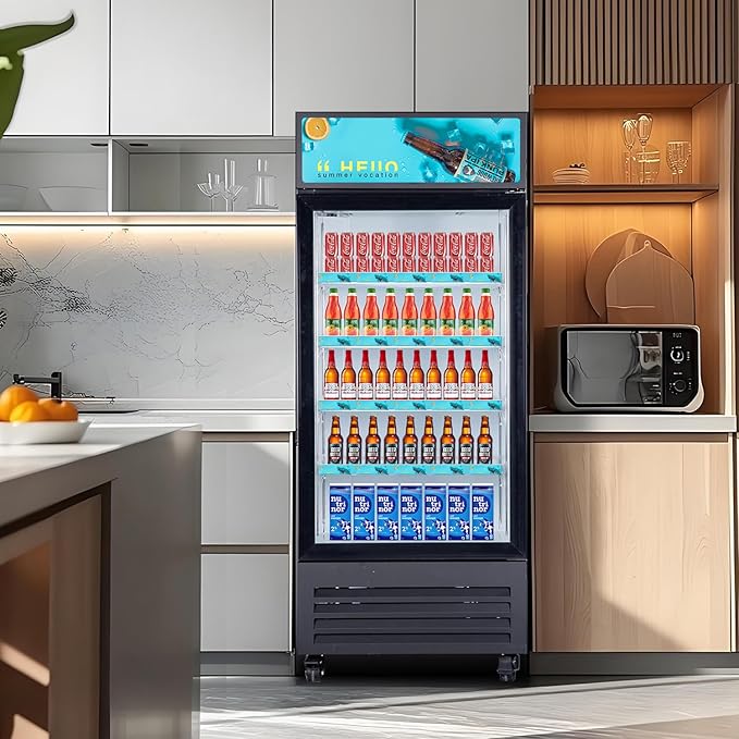 Commercial Beverage Refrigerator Display Fridge, Single Glass Door Merchandiser - Image 9