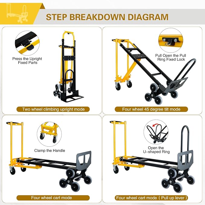 3 in 1 Heavy Duty Industrial Convertible Hand Truck Dolly, 1000 LBS Capacity - Image 5