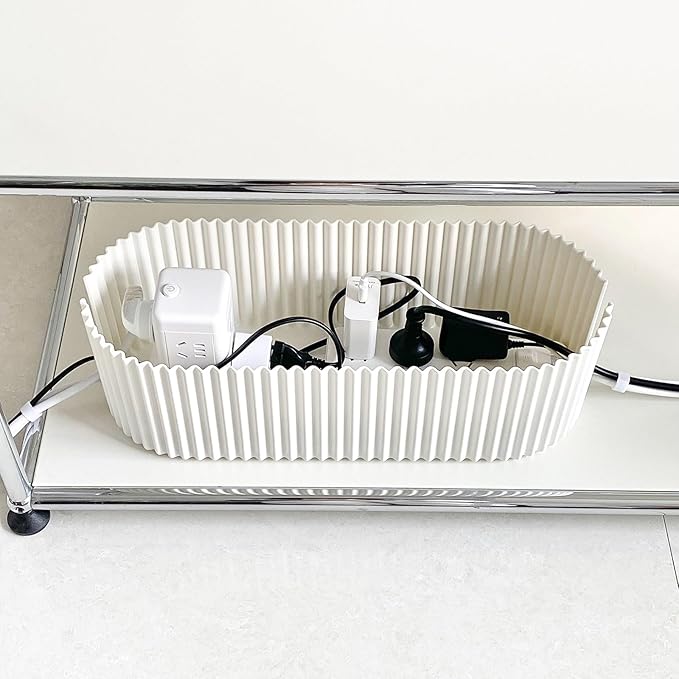 White Cable Box Organizer, Plastic Cord Hider Box - Image 2