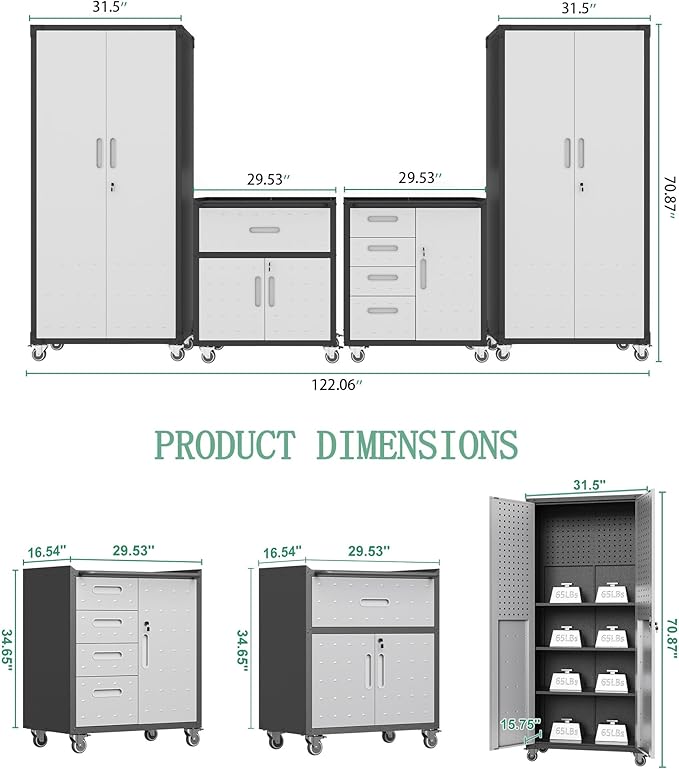 Metal Tool Cabinet, Garage Storage Cabinet System, Wall Cabinet & Locking - Image 3