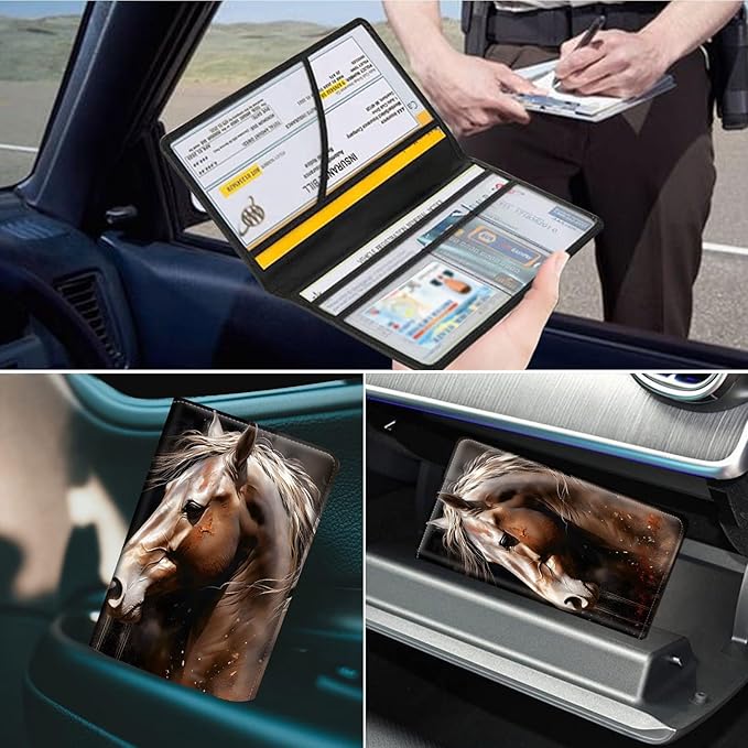 Car Registration and Insurance Holder, Leather Car Glove Box Organizer - Image 7