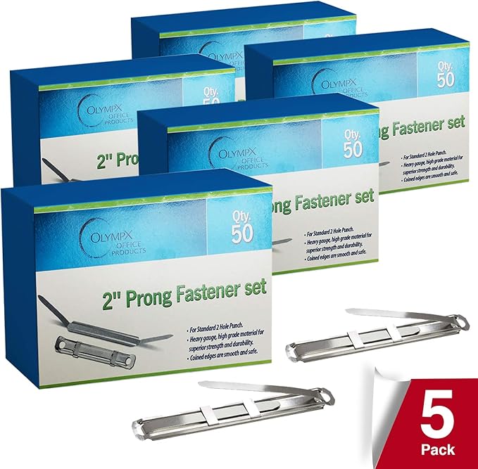 OLYMPX 250 Pcs of 2? Capacity Premium Metal Prong Paper Fastener Complete Set - Image 7