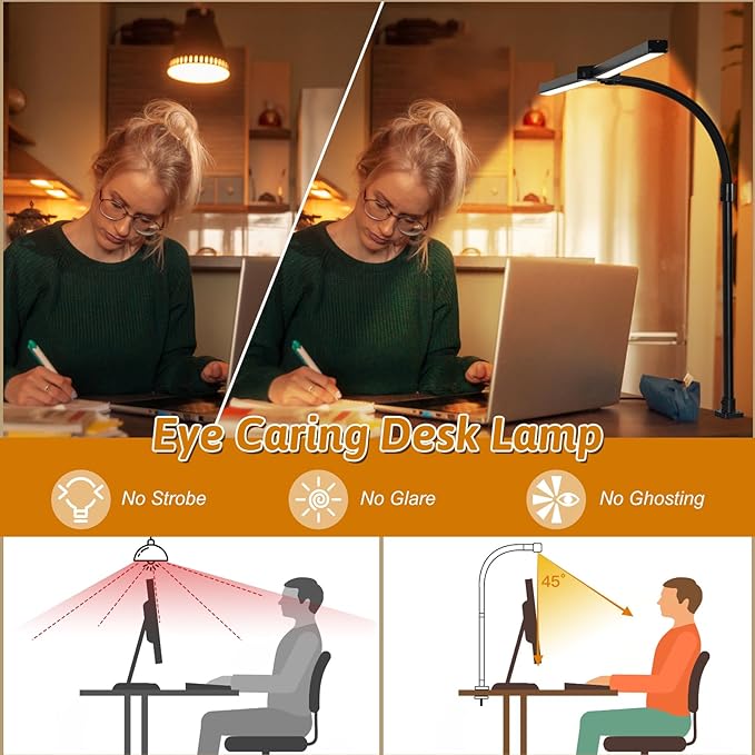 Double Head LED Desk Lamp with Timer of Remote Control 24W Brightest Computer - Image 5