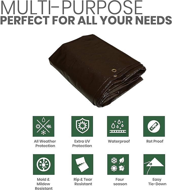 WHITEDUCK 16x20 Tarp 16 MIL Heavy Duty Poly Tarp Waterproof UV Resistant - Image 4