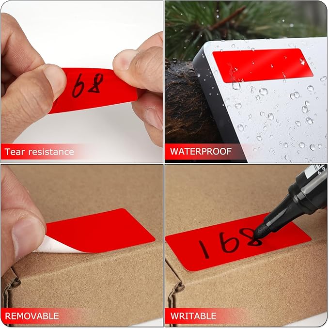 Red Rectangle Stickers 2 x 1 Inch Color Coding Labels Vinyl Roll Self-Adhesive - Image 3