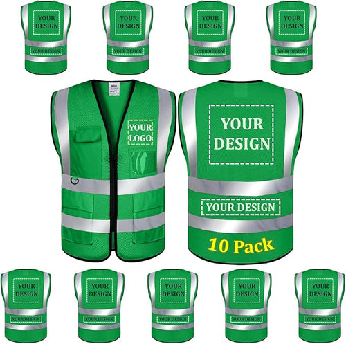10 Pack Mesh Safety Vest Custom Logo High Visibility Reflective Vest by BeautyWill