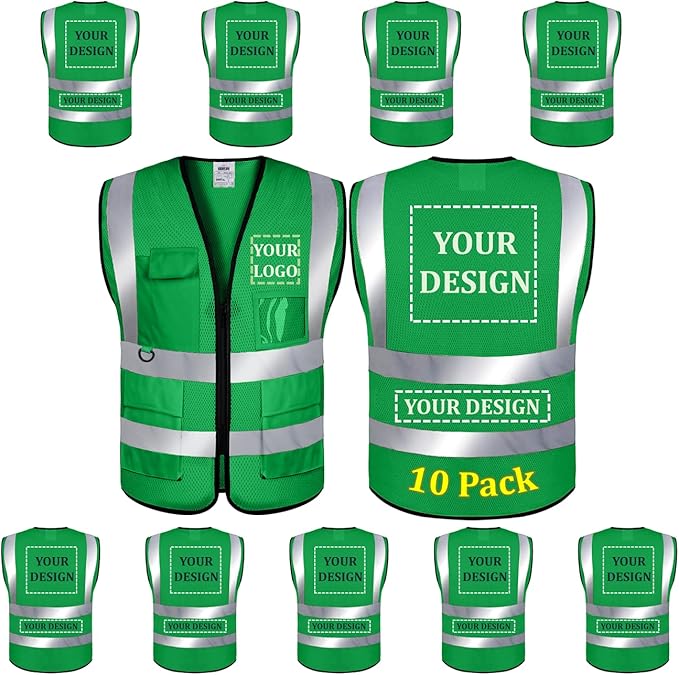 10 Pack Mesh Safety Vest Custom Logo High Visibility Reflective Vest by BeautyWill