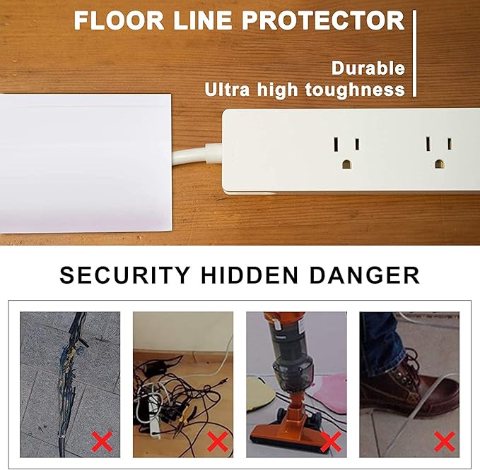 10Ft Floor Cord Cover Transparent Silicone Cable Protector Easy to Install Wire - Image 5