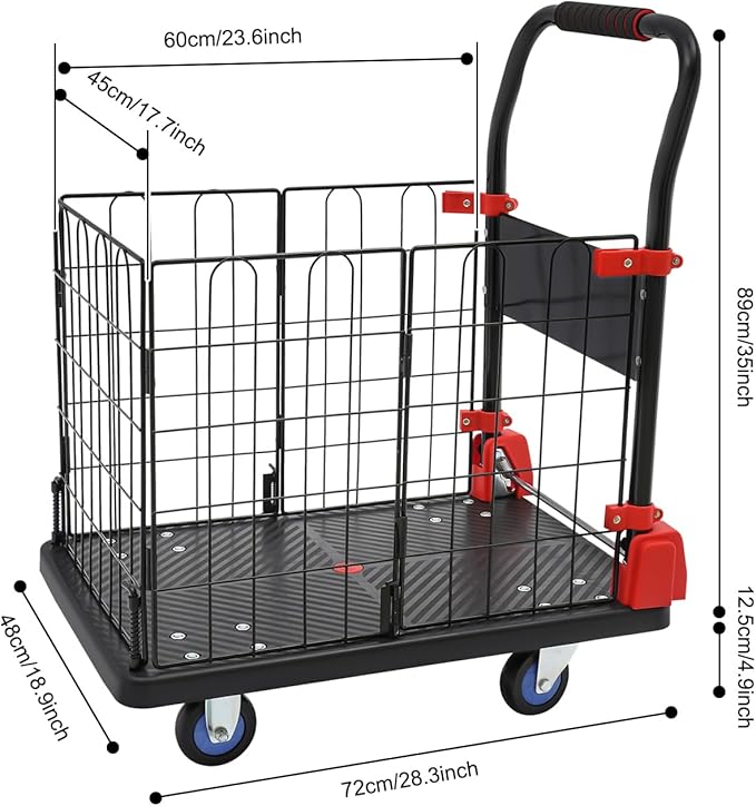 Foldable Hand Truck, 330LBS Dolly Folding Push Cart - Image 2