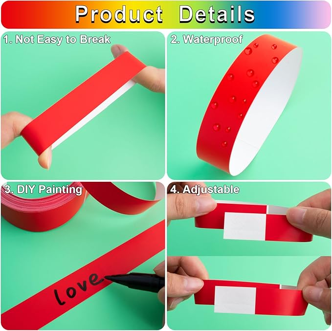 1200 Pcs Plastic Paper Wristbands - Image 6