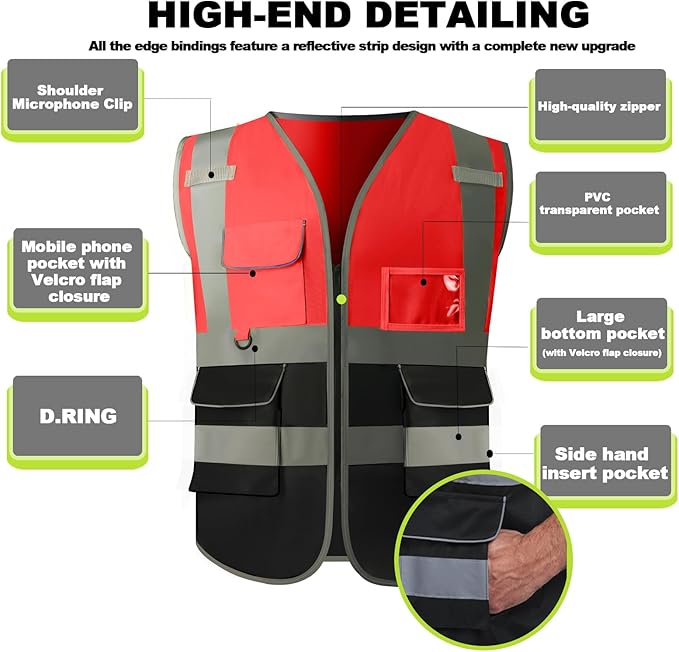 BeautyWill 10/20 Pack Custom Logo Safety Vest, Bulk High Visibility Class 2 - Image 3