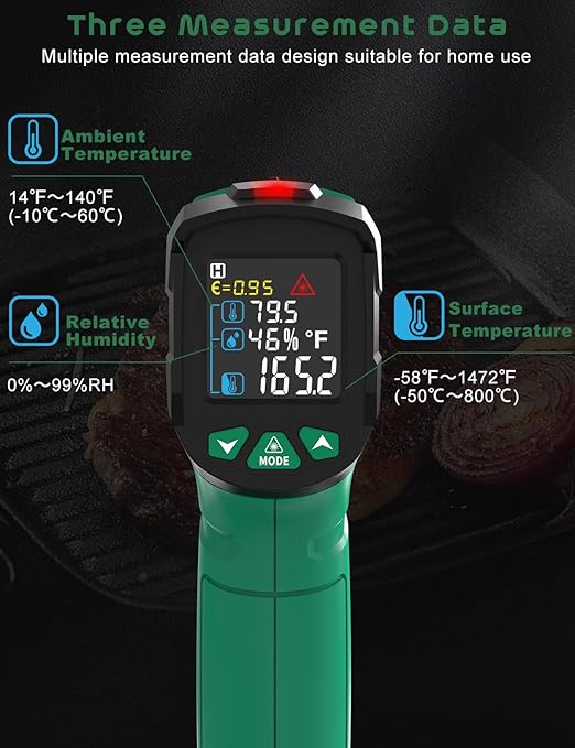 Infrared Thermometer Gun, SQECH Laser Thermometer Gun -58℉～1472℉, Temperature - Image 3