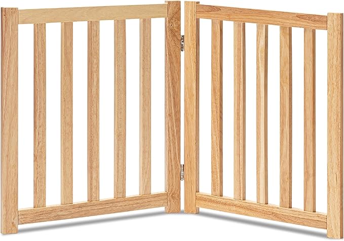 LZRS 2-Panel Wooden Free Standing Foldable Dog Gate Indoor – Solid Hardwood 24" by LZRSPET