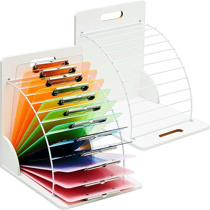 Sintuff 2 Pcs Clipboard Holder Wood Metal Clipboard Organizer White Clipboard by Sintuff