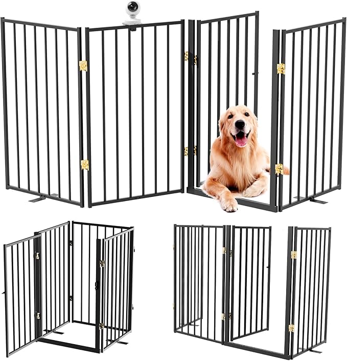 Metal Freestanding Dog Gate Outdoor-4 Panels by Unknown