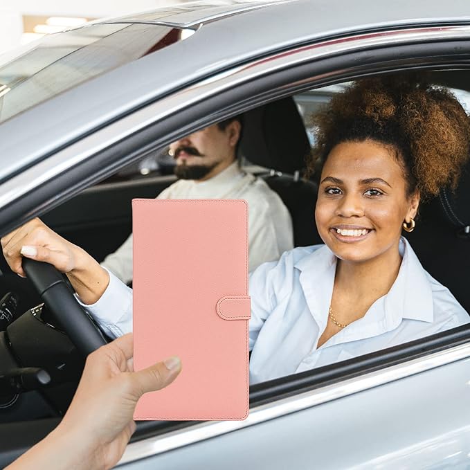 Car Registration and Insurance Holder, Leather Magnetic Shut Vehicle Glove Box - Image 6