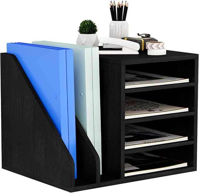 Wood Desk Organizer File Holder, Wooden Mail Organizer Countertop by Senhoglb