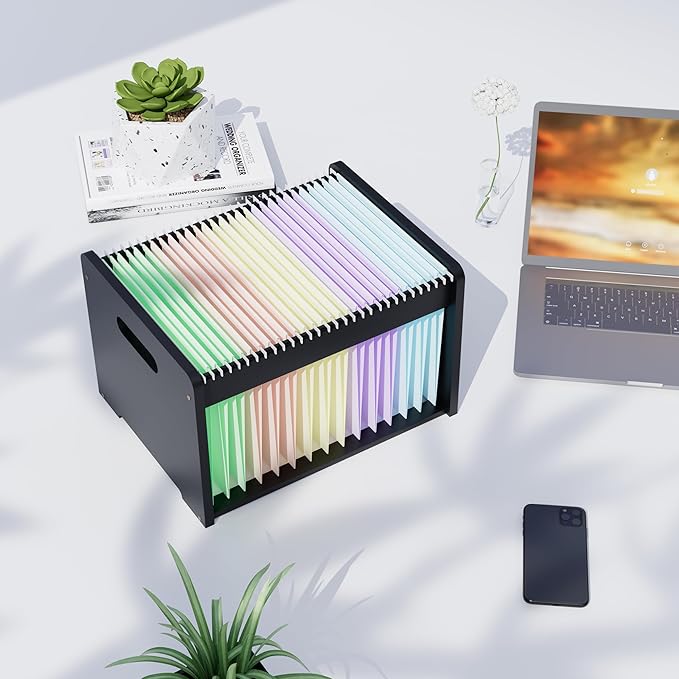 Bamboo Hanging File Organizer, Office Desk File Organizer - Image 4