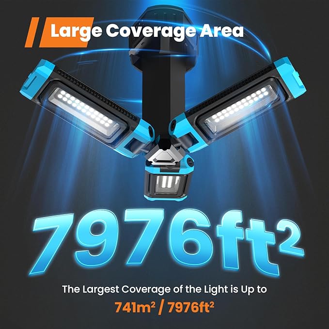 5000 Lumen Work Light with Stand, GoGonova 67'' Rechargeable Cordless Work - Image 5