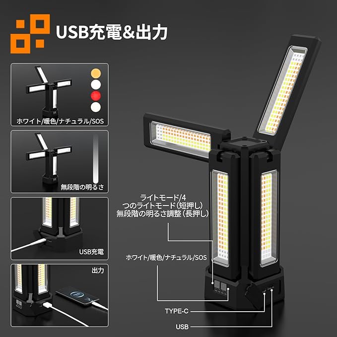 13200mAh Rechargeable Solar Work Light - Image 3