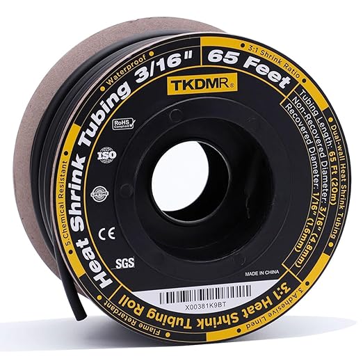 TKDMR 65 Ft 3/16" Heat Shrink Tubing by TKDMR