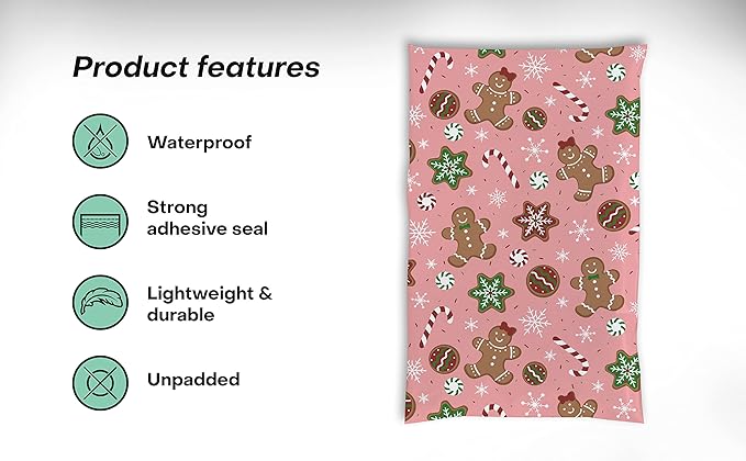 6x9 Poly Mailers – Christmas Holiday Design – Waterproof, Tear-Resistant - Image 4