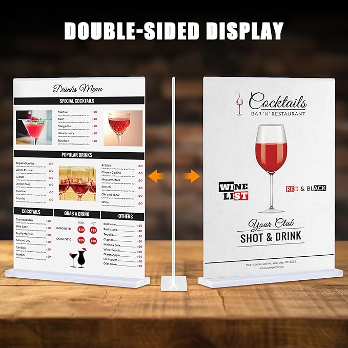 12pack Acrylic Sign Holder 8.5 X 11, Vertical T Shape Clear Plastic Paper Sign - Image 7