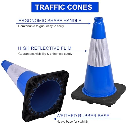 OrangeStar 18" Traffic Cones 6-Pack Blue Safety Cones - Image 2
