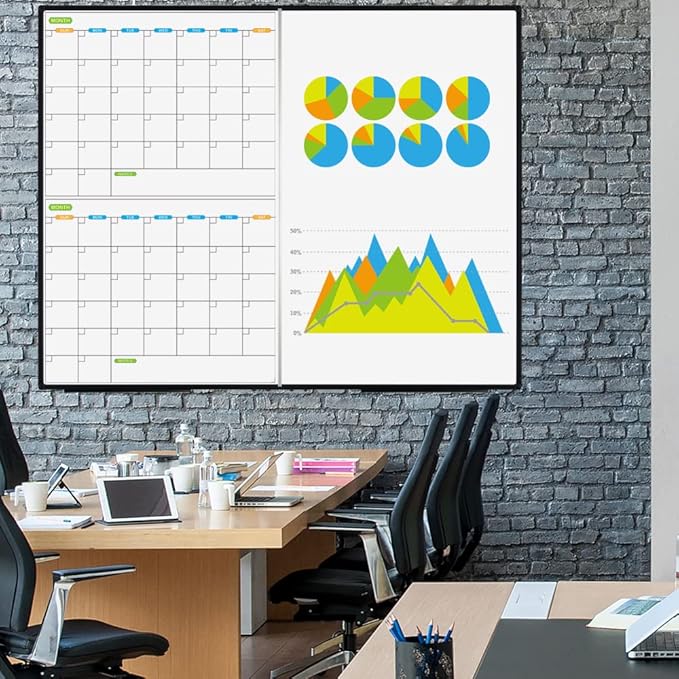 JILoffice Magnetic Foldable Dry Erase Calendar Whiteboard Combo, 2 Month - Image 5