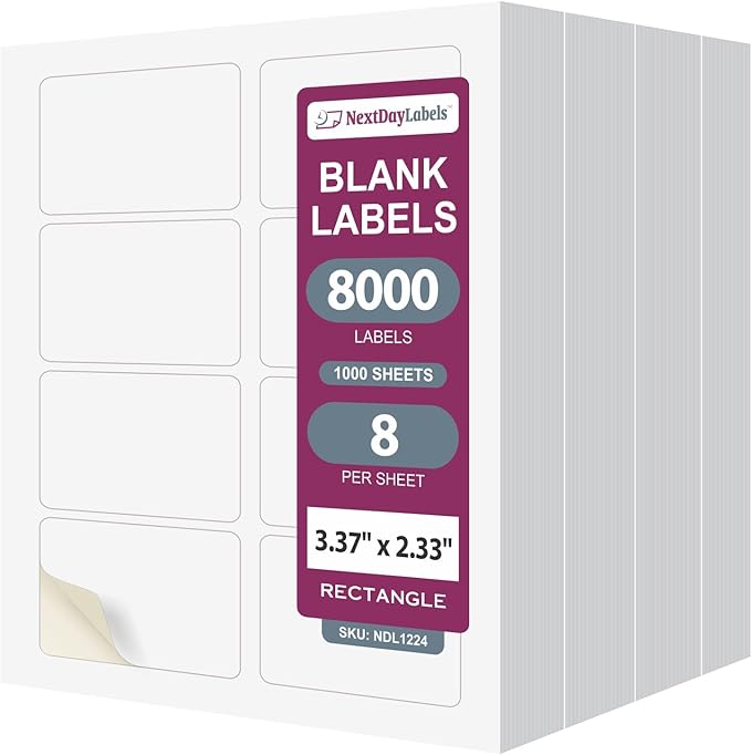 NextDayLabels – 3-3/8" x 2-1/3" Rectangular Sticker Labels by NextDayLabels