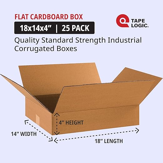 TAPE LOGIC 18 x 14 x 4 Corrugated Cardboard Boxes, Flat 18"L x 14"W x 4"H - Image 2