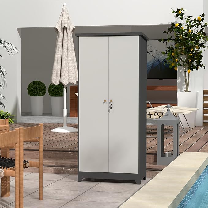 LUCYPAL Metal Storage Cabinet, 72.8" H Outdoor Broom Cabinets - Image 3