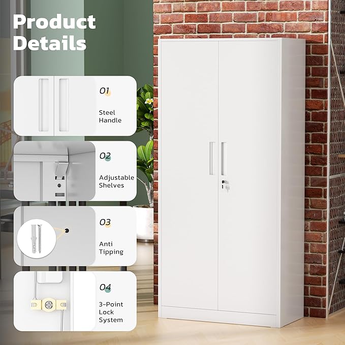 Greenvelly Metal Garage Storage Cabinet, Utility Metal Filing Cabinet - Image 4