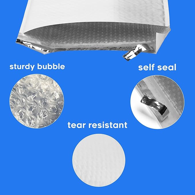 The Boxery 6x10''|#0 Poly Bubble Mailers- 250 Pack, Padded Envelopes, Self Seal - Image 2