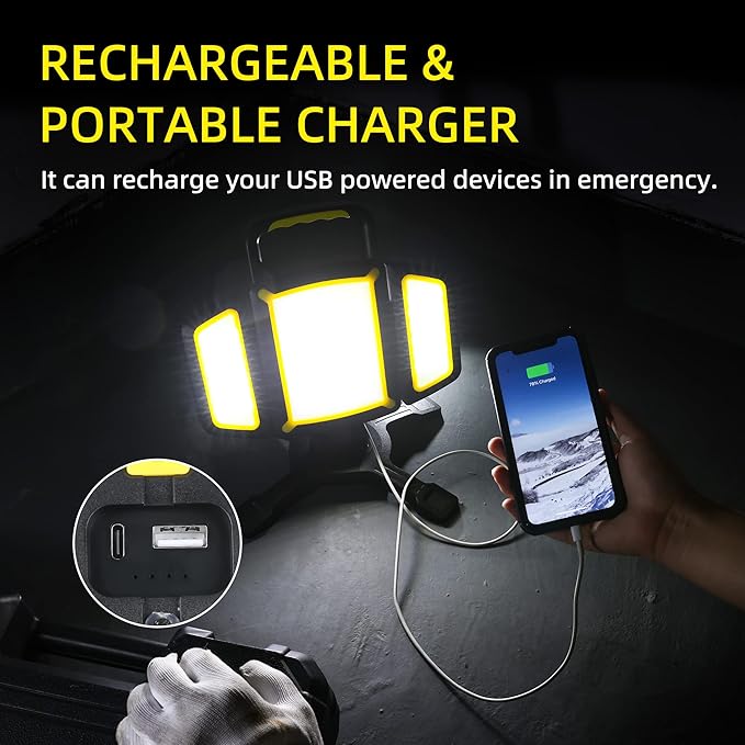 Yzoni Rechargeable Work Light, 30W 3000Lumen LED Work Light - Image 6