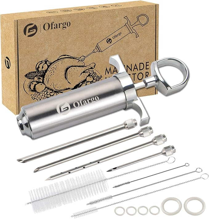 Ofargo Stainless Steel Meat Injector Syringe Kit by GreatgiftsidealforThanksgivingandX-mas