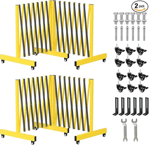 2 Set 16.8FT Industrial Metal Expandable Barricade，Retractable Traffic Fence by JTZFD