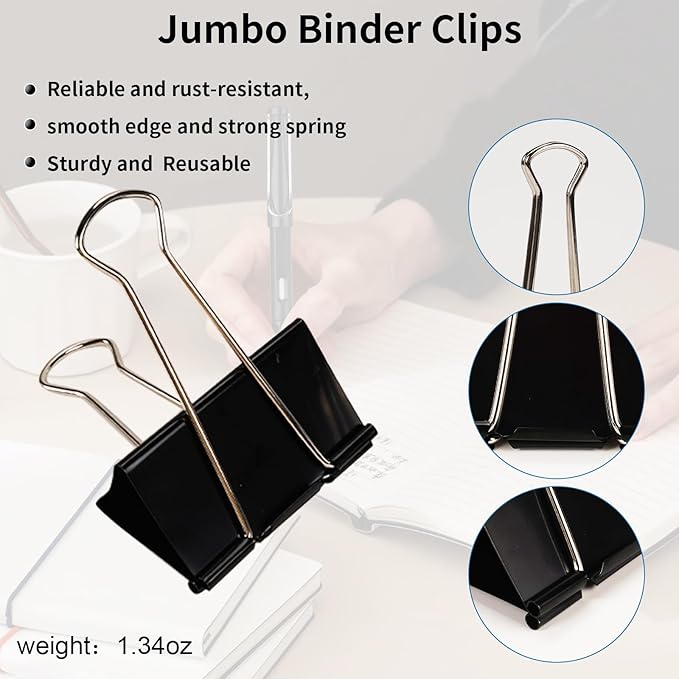Jumbo Binder Clips 2.4 Inch, Extra Large Binder Clips 42 Pack, Heavy Duty - Image 6