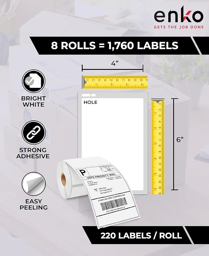 enKo Compatible Zebra 4x6 Label/Dymo Labels 1744907 - Image 3