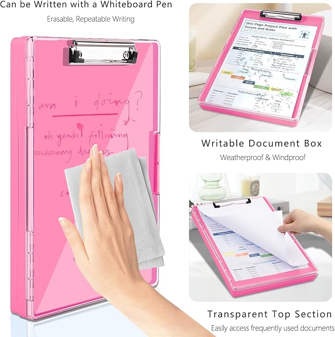 Clipboard with Storage, Heavy Duty Clip Boards 8.5x11 with 2 Storage Case - Image 4