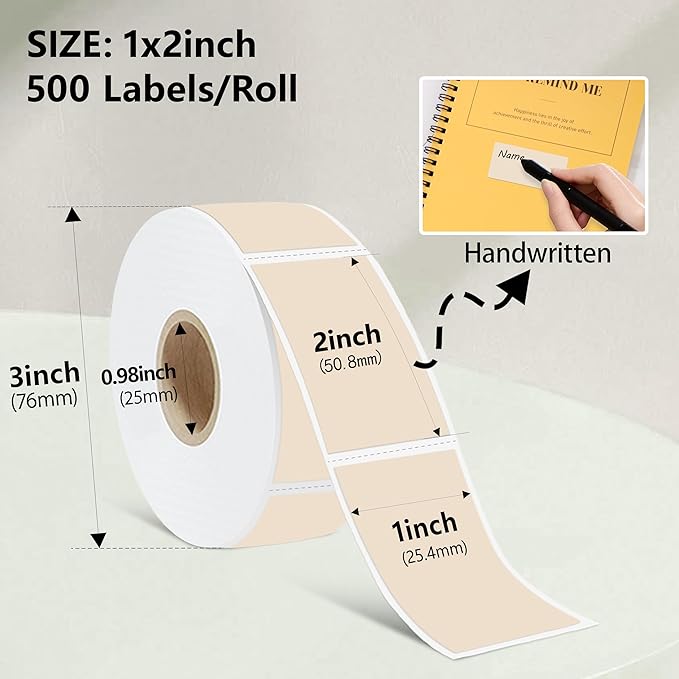 1x2 inch Label Stickers Roll for Thermal Printer 500PCS Colored Removable - Image 3