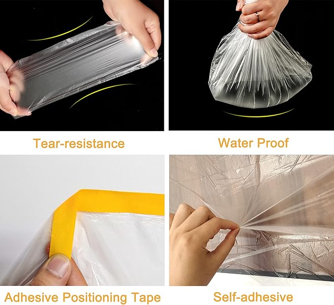 Muf 5 x 65 Feet Plastic Drop Cloth Plastic Sheeting - Image 3