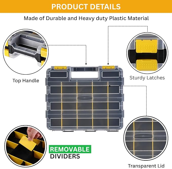 Andalus Tools Organizer Box, Small Parts Storage 34-Compartment Double-Sided - Image 5
