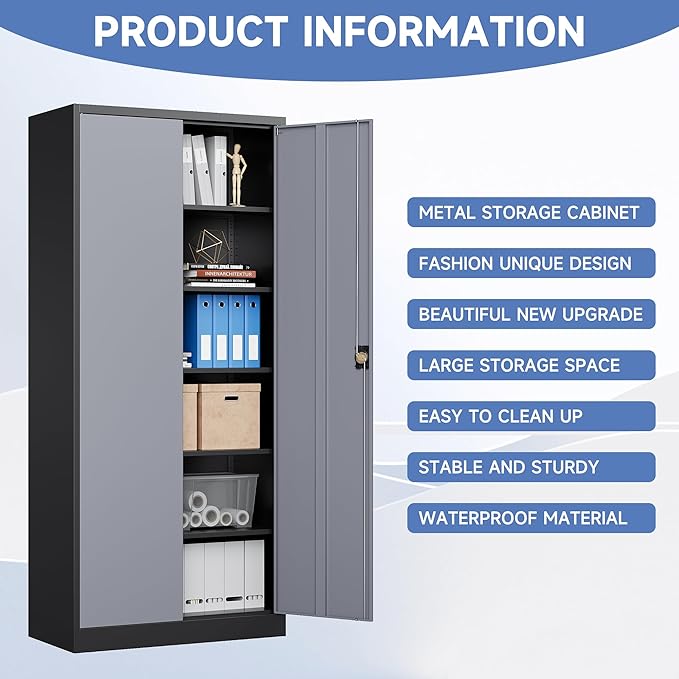 Metal Garage Storage Cabinet, Lockable Tool Cabinet - Image 6