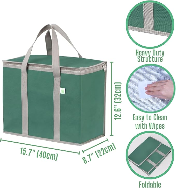 VENO 3 Pack Cooler Bag Insulated Reusable Grocery Shopping Bag, Food Delivery - Image 2