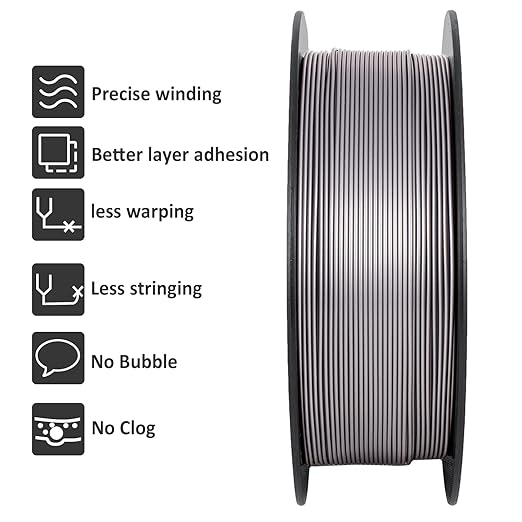 Geeetech Silver Filament, PLA Filament 1.75mm 1kg Spool, Dimensional Accuracy - Image 4