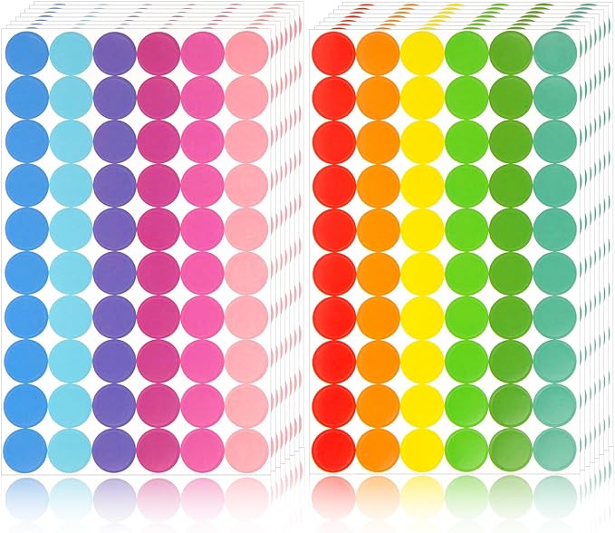 SallyFashion 1440PCS 3/4 inch Colored Round Coding Dot Labels, 8 Color Polka by sallyfashion