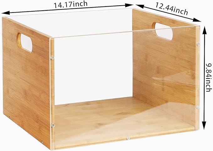 2 Pack Hanging File Organizer, Bamboo Filing Box File Crate Storage Boxes - Image 2